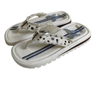 Vintage Y2K 90s Skechers Chunky Flip Flop Thong Sandals Butterfly Stripe
